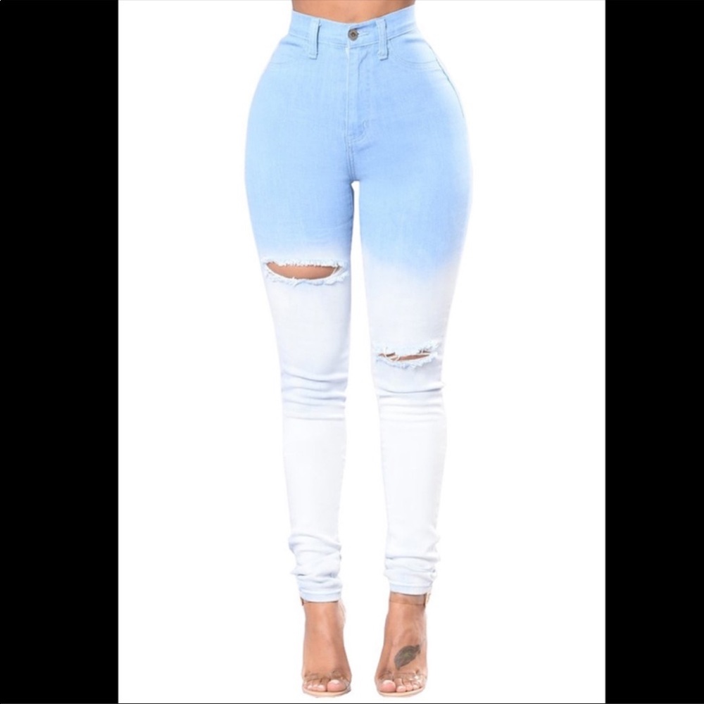 Fashion Nova high waisted ombré distressed jeans 9 - Picture 3 of 15